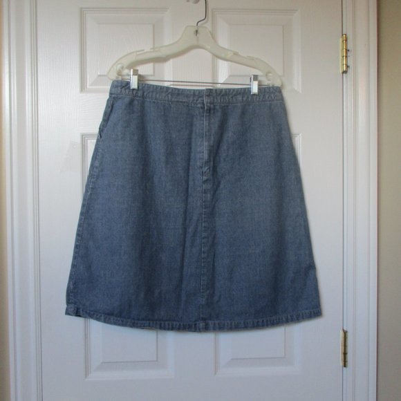 EDDIE BAUER Blue Chambray Denim Knee Length Skirt sz 12 - Picture 3 of 7